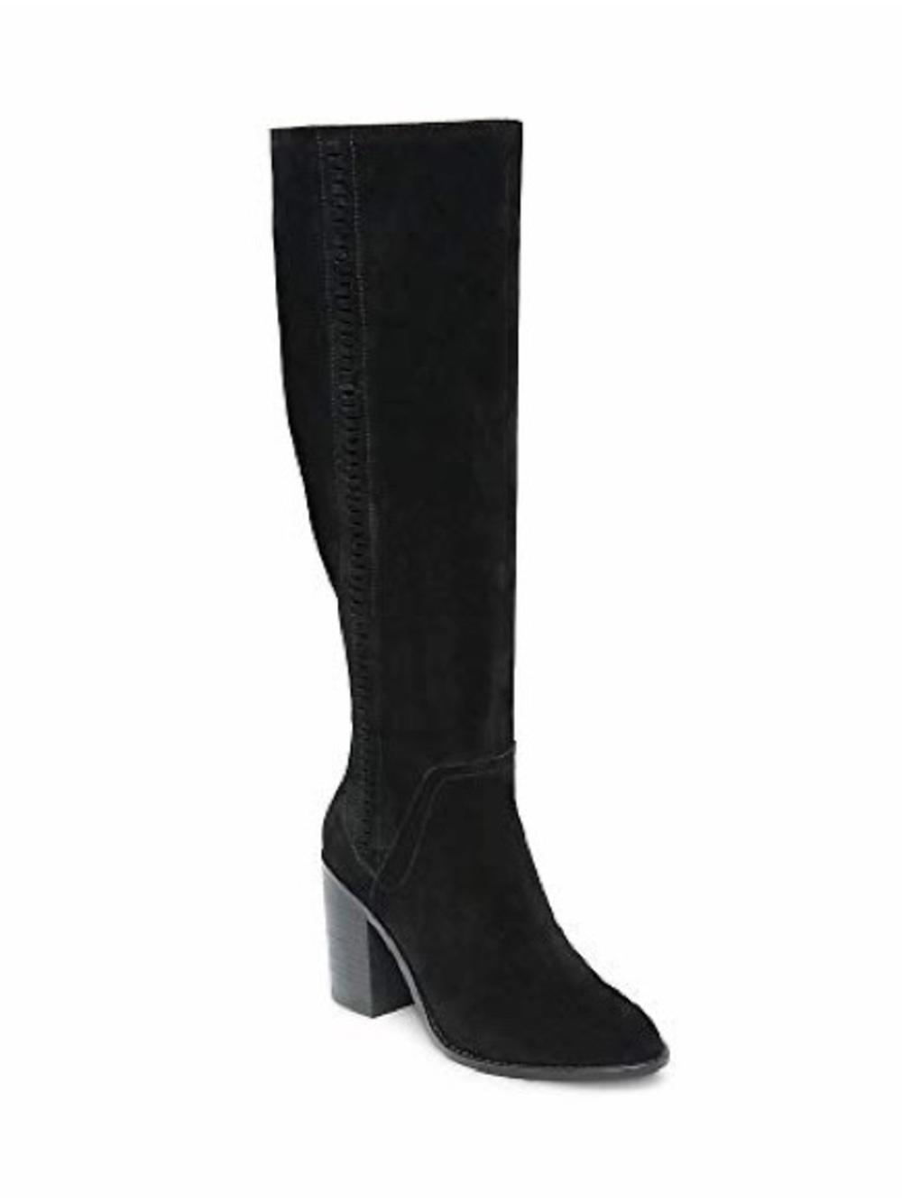 Steve Madden Roxana Black Knee-High Block Heel Suede Boots